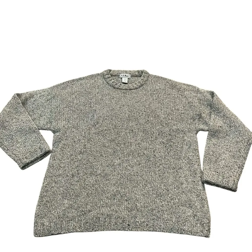 VTG Lands End Mens Chunky Wool Blend Sweater Large Fisherman Preppy Grandpacore